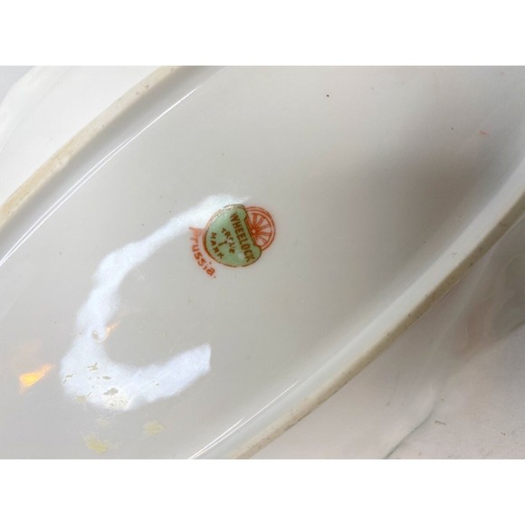 RS Prussia FLORAL 9.5” Dish GREEN ACCENT, Vintage - Picture 9 of 12